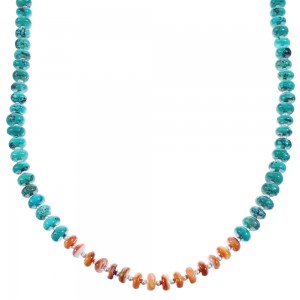 Turquoise and Orange Oyster Shell Bead Necklace KX120921