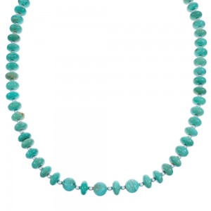 Sterling Silver Southwest Turquoise Bead Necklace KX120917