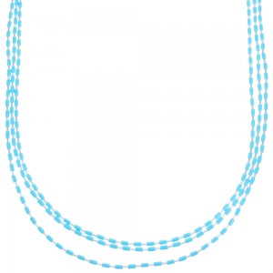 Turquoise Heishi Bead Liquid Silver 3-Strand Necklace KX120936