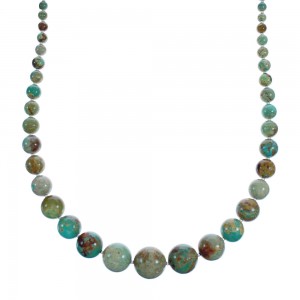 Sterling Silver Kingman Turquoise Bead Necklace KX121126