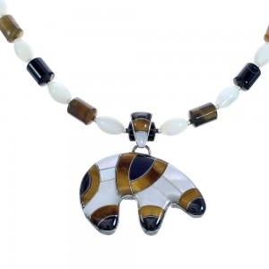 WhiteRock Multicolor Bear Pendant Bead Necklace KX121141