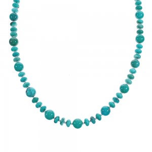 Southwest Turquoise Sterling Silver Bead Necklace KX121154