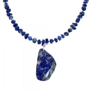 Lapis Sterling Silver Bead Necklace and Pendant KX121157