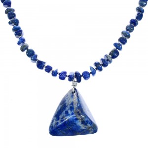 Southwest Lapis Sterling Silver Bead Necklace KX121158