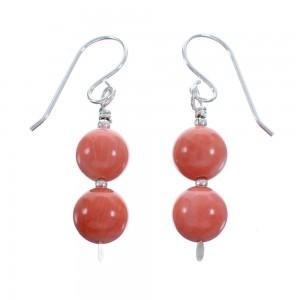 Pink Coral Bead Hook Dangle Earrings KX121162