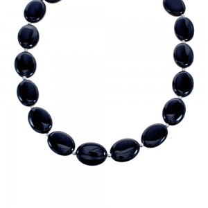 Sterling Silver Onyx Bead Necklace KX121176