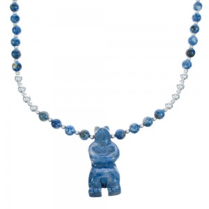 Denim Lapis Sterling Silver Southwest Bear Bead Necklace AX121644