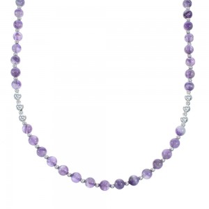 Sterling Silver And Amethyst Bead Necklace JX121645