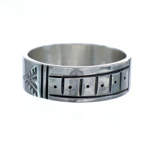 Navajo Authentic Sterling Silver Band Ring Size 11-1/2 AX121412