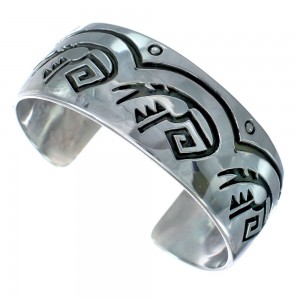 Native American Genuine Sterling Silver Overlay Cuff Bracelet AX121835