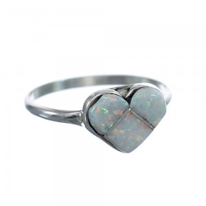 Native American Opal Heart Sterling Silver Ring Size 6-1/4 JX122639