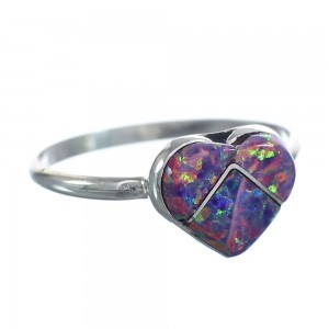 Native American Purple Opal Heart Sterling Silver Ring Size 5-3/4 JX122657