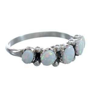 Native American Zuni Opal Genuine Sterling Silver Ring Size 4-1/2 JX122594