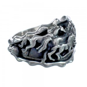 Sterling Silver Native American Navajo Horse Ring Size 14-1/2 JX125655