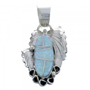 Native American Blue Opal And Sterling Silver Pendant JX122775