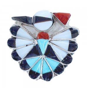 Native American Zuni Multicolor Inlay Thunderbird Pin Pendant JX122835