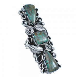 Native American Sterling Silver Turquoise Leaf Ring Size 8-3/4 AX123047