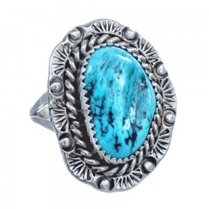 Navajo Turquoise Sterling Silver Ring Size 7-1/4 AX123119