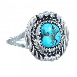 Turquoise Navajo Genuine Sterling Silver Ring Size 7-3/4 AX123147