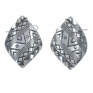 Native American Genuine Sterling Silver Hook Dangle Earrings JX123176