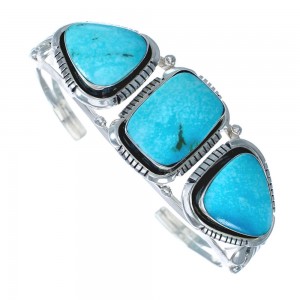 Sterling Silver Multistone Turquoise Navajo Cuff Bracelet AX123771