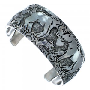Native American Navajo Sterling Silver Horse Cuff Bracelet JX123852