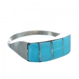 Native American Zuni Sterling Silver Turquoise Ring Size 9-1/2 JX124075