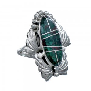 Native American Navajo Dragon Blood Jasper Sterling Silver Ring Size 8-1/2 JX124130