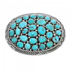 Native American Navajo Turquoise Genuine Sterling Silver Belt Buckle JX124381