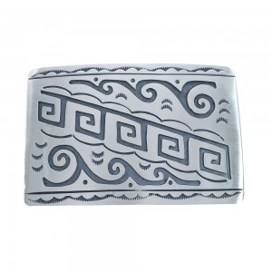 Native American Navajo Sterling Silver Water Wave Belt Buckle JX124344