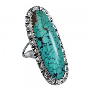 Native American Sterling Silver And Turquoise Ring Size 6-3/4 AX124614
