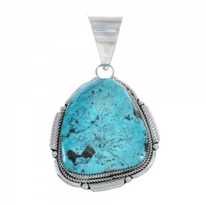 Native American Zuni Genuine Sterling Silver Turquoise Pendant AX124503