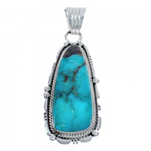 Authentic Sterling Silver And Turquoise Navajo Pendant AX124393