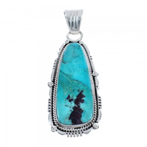 Authentic Sterling Silver And Turquoise Navajo Pendant AX124394