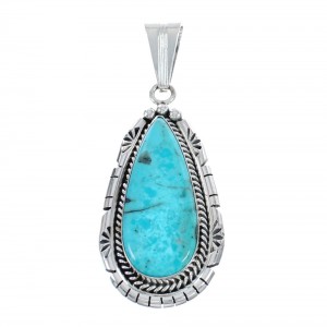 Genuine Sterling Silver Turquoise Navajo Pendant AX124429