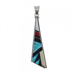 Native American Navajo Multicolor Multistone Inlay Pendant JX124406