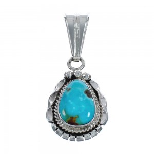 Native American Navajo Genuine Sterling Silver Turquoise Pendant JX124489