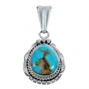 Native American Navajo Genuine Sterling Silver Turquoise Pendant JX124492