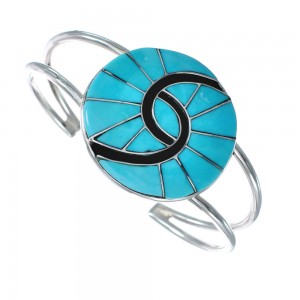 Turquoise And Silver Native American Zuni Cuff Bracelet AX124826