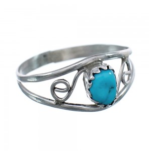 Turquoise Sterling Silver American Indian Ring Size 7-3/4 AX124957