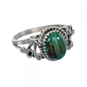 Native American Sterling Silver Malachite Ring Size 7-3/4 AX124864