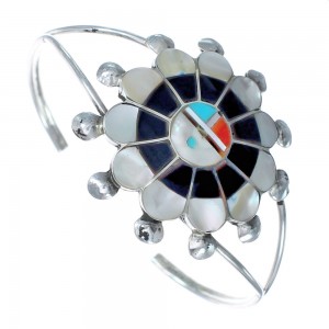 Sterling Silver Zuni Multicolor Sun Cuff Bracelet JX125002