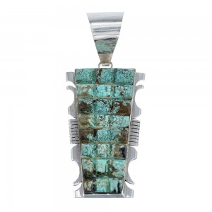 Native American Turquoise Inlay Sterling Silver Pendant AX125457