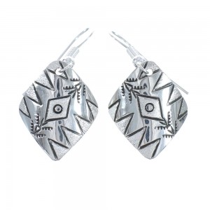 Native American Genuine Sterling Silver Hook Dangle Earrings AX125469