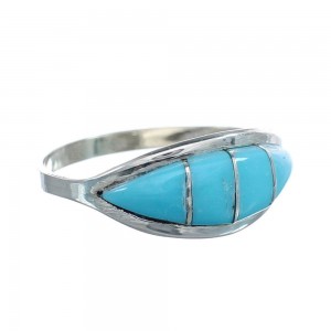 Native American Zuni Sterling Silver Turquoise Ring Size 9-1/4 AX125361