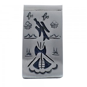 Thunderbird Kiva Genuine Sterling Silver Native American Money Clip AX126636