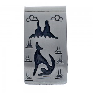 Coyote Genuine Sterling Silver Native American Money Clip AX126639