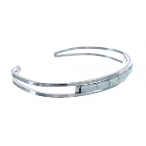 Native American Genuine Sterling Silver Opal Cuff Bracelet JX126524