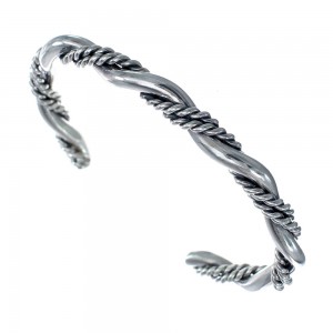 Native American Navajo Twisted Sterling Silver Cuff Bracelet JX126443