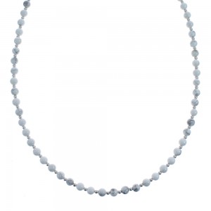 Howlite Navajo Genuine Sterling Silver Bead Necklace AX126070